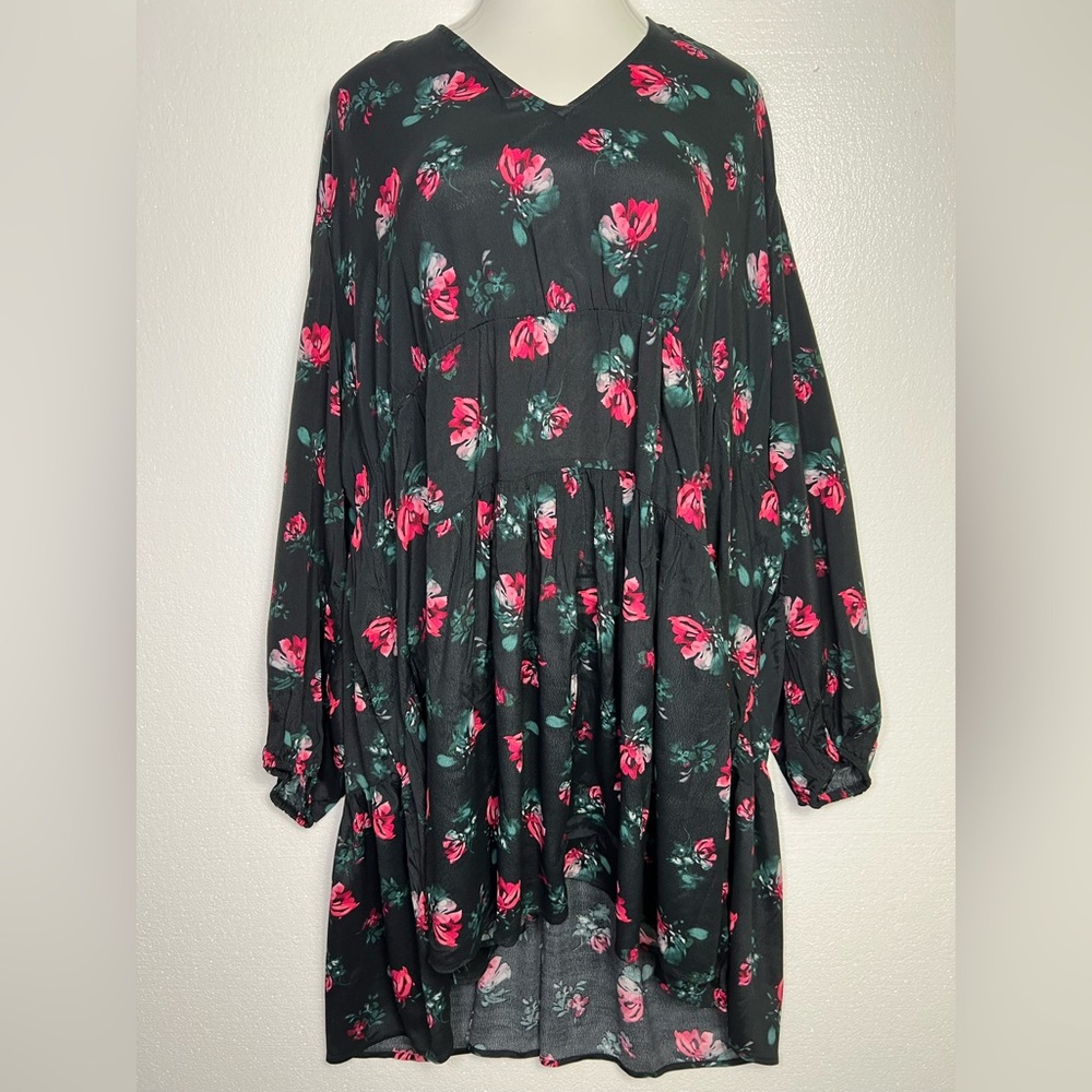 A New Day Black Floral Tiered Dress size 4X  NWT